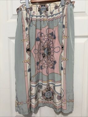 Vintage Philippe Marques Pastel Pink & Light Grey Printed Midi Skirt